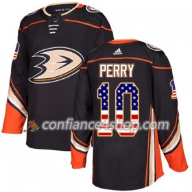 Adidas Maillot de Hockey Anaheim Ducks Corey Perry 10 2017-2018 Noir USA Flag Fashion Authentic - Homme